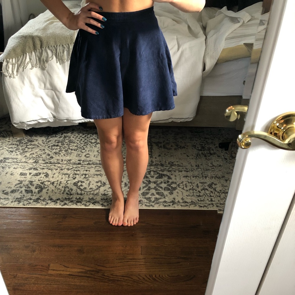 Navy Corduroy Mini Skirt